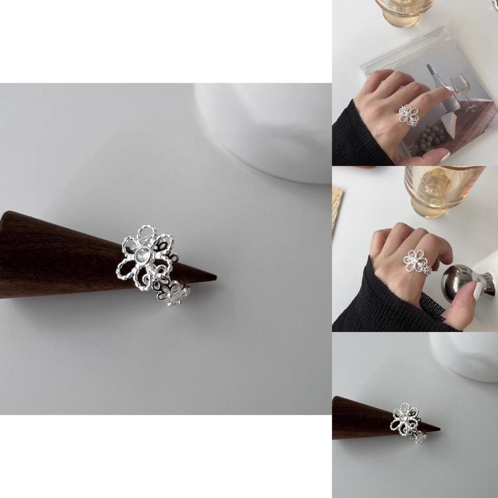 Stylish Geometric Flower Ring For Women Adjustable Copper Statement Jewelry 2023