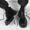 Korea Leather Platform Oxfords Slip On Thick Tottom For Male Derby Shoes Casual Loafers Mens Square Toe Formal Dress Shoes