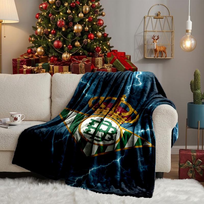 Football Betis Crest Design Blanket Lightweight Ideal Bedding Blanket Perfect for Travel, Camping, Living Rooms, Offices, Sofas, Fan Christmas gift
