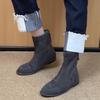 Korean Version of Niche Minimalist Suede Round Head Rear Zipper Flat Bottom Thin Boots Women's Autumn and Winter Versatile Martin Boots Short Boots