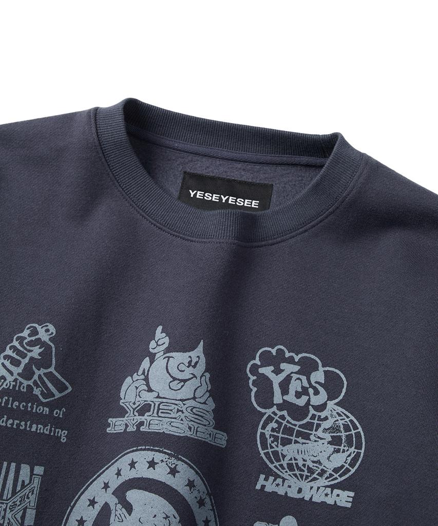 YESEYESEE Y.E.S Combine Sweatshirt Light Navy