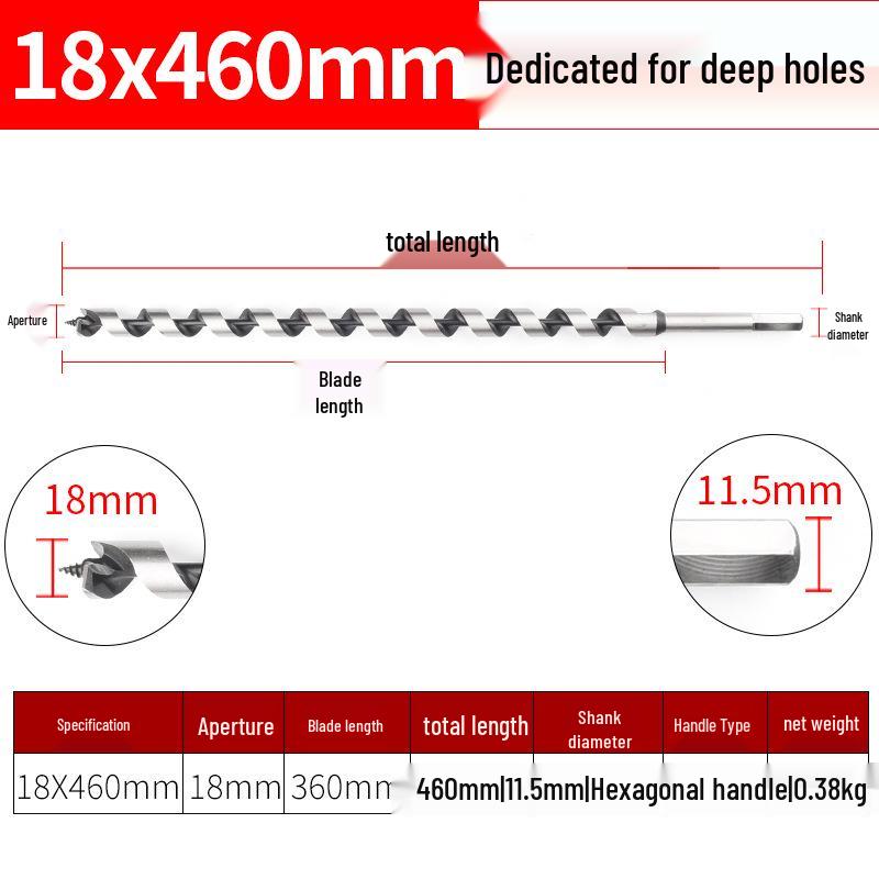 Hex Shank Deep Hole Woodworking Twist Drill Bit