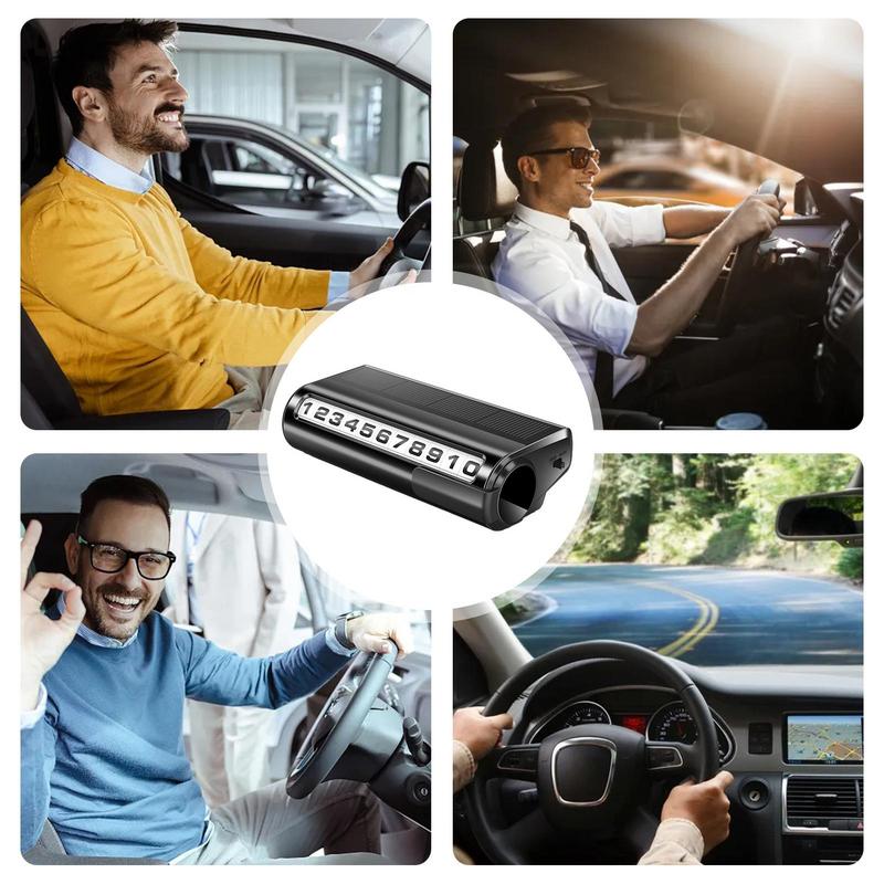 Temporary Parking Number Plate Solar Powered Automobile Temporary Parking Card Roller Adjustment Car Interior Glowing Telephone