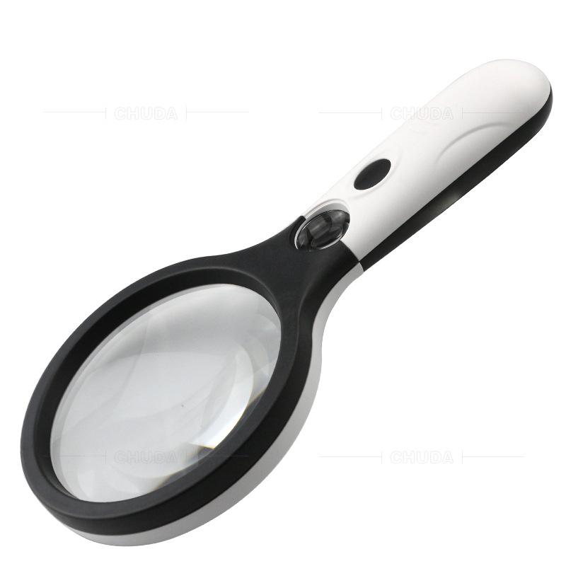 Handheld Magnifying Glass 120Mm for Elderly Reading and Appreciation 4Led Magnifying Mirror Female Double Mirror Surface