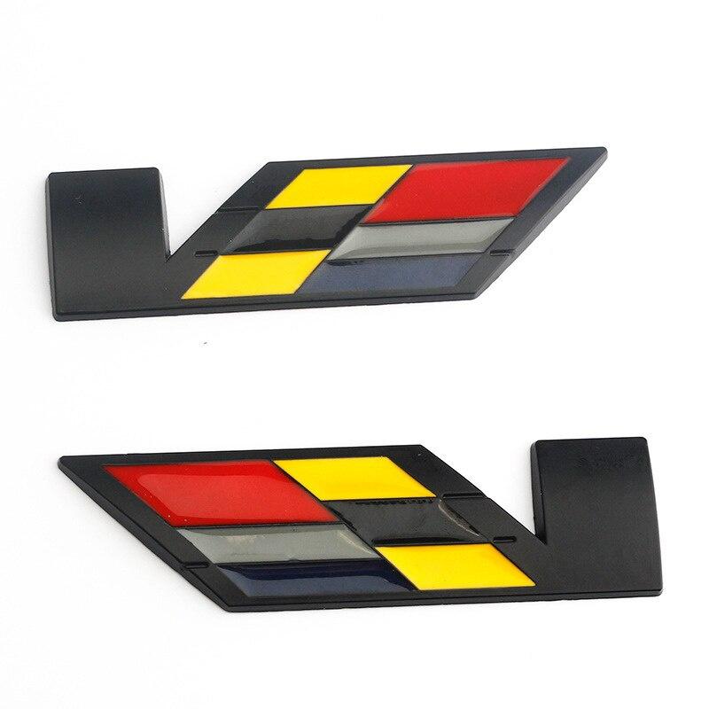 2pcs V Logo Metal 3D Car Sticker Badge Emblem Decal Car Styling Accessories