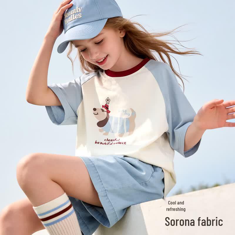 Girls Summer Cartoon Print Short-Sleeve T-Shirt 150