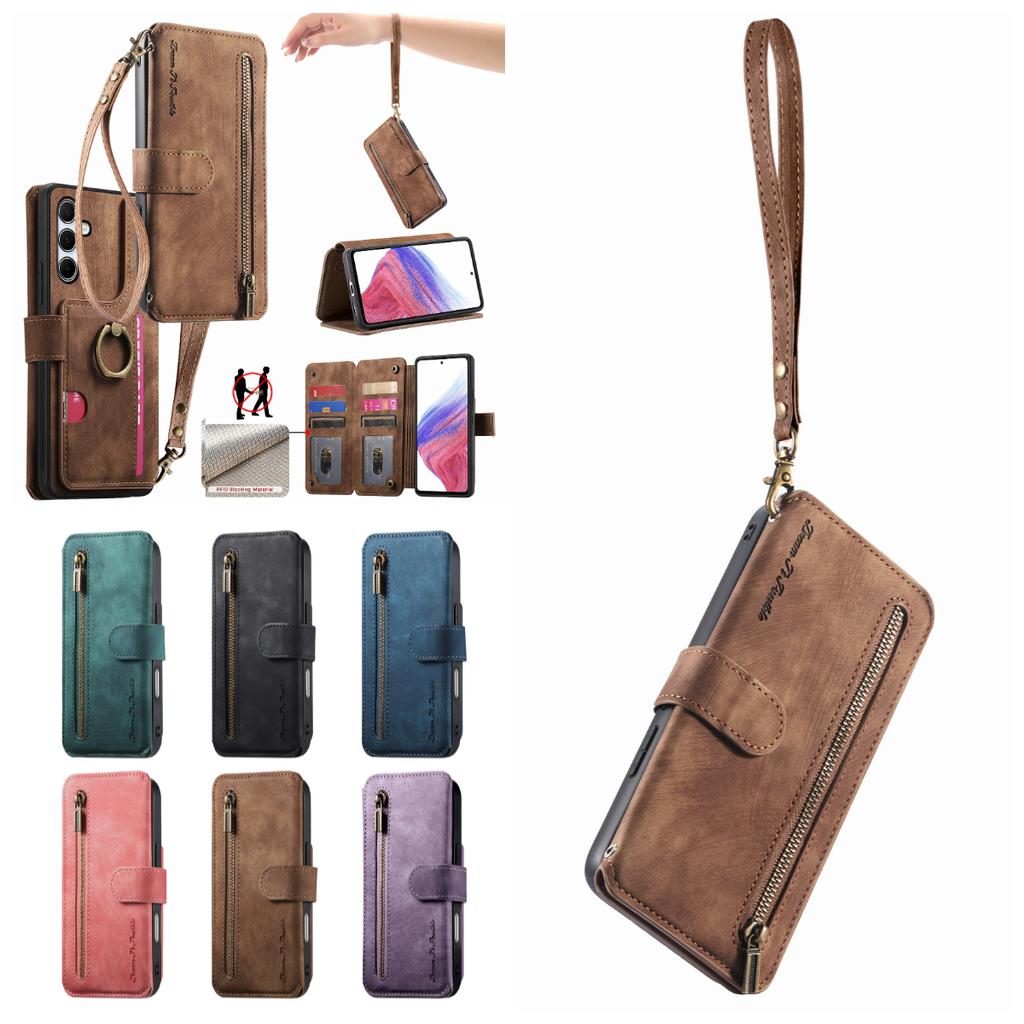 3-in-1 Luxury Leather Wallet Case for iPhone XS/11/12/13/14/15/16/17 w/ Stand, Shockproof, RFID, Multi-Slot & Zipper