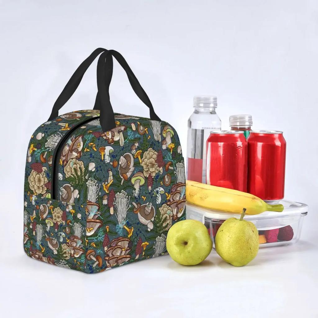 Mushroom Forest Insulated Lunch Bag for Women Leakproof Thermal Cooler Bento Box Office Picnic Travel