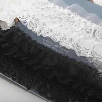 3 meter/los 10cm breite 3 Schicht Schwarz/Weiß Spitze Trim, Chiffon Rüschen Spitze für Braid Spitze Applique