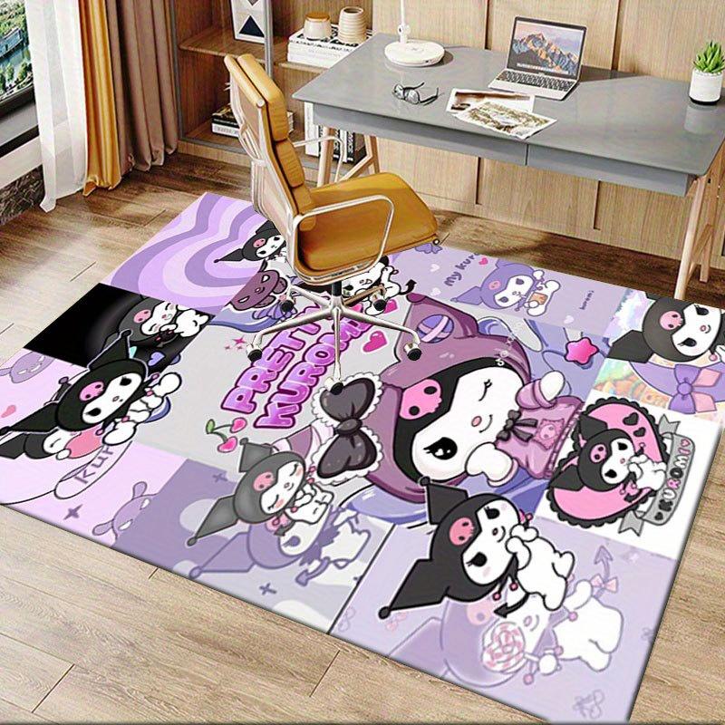 1pc Sanrio Kuromi Mermaid Printed Office Carpet Rectangle Rug Under The Table,Perfect Room Decor for Living Room, Bedroom, Kitchen, Non-slip Floor Mat