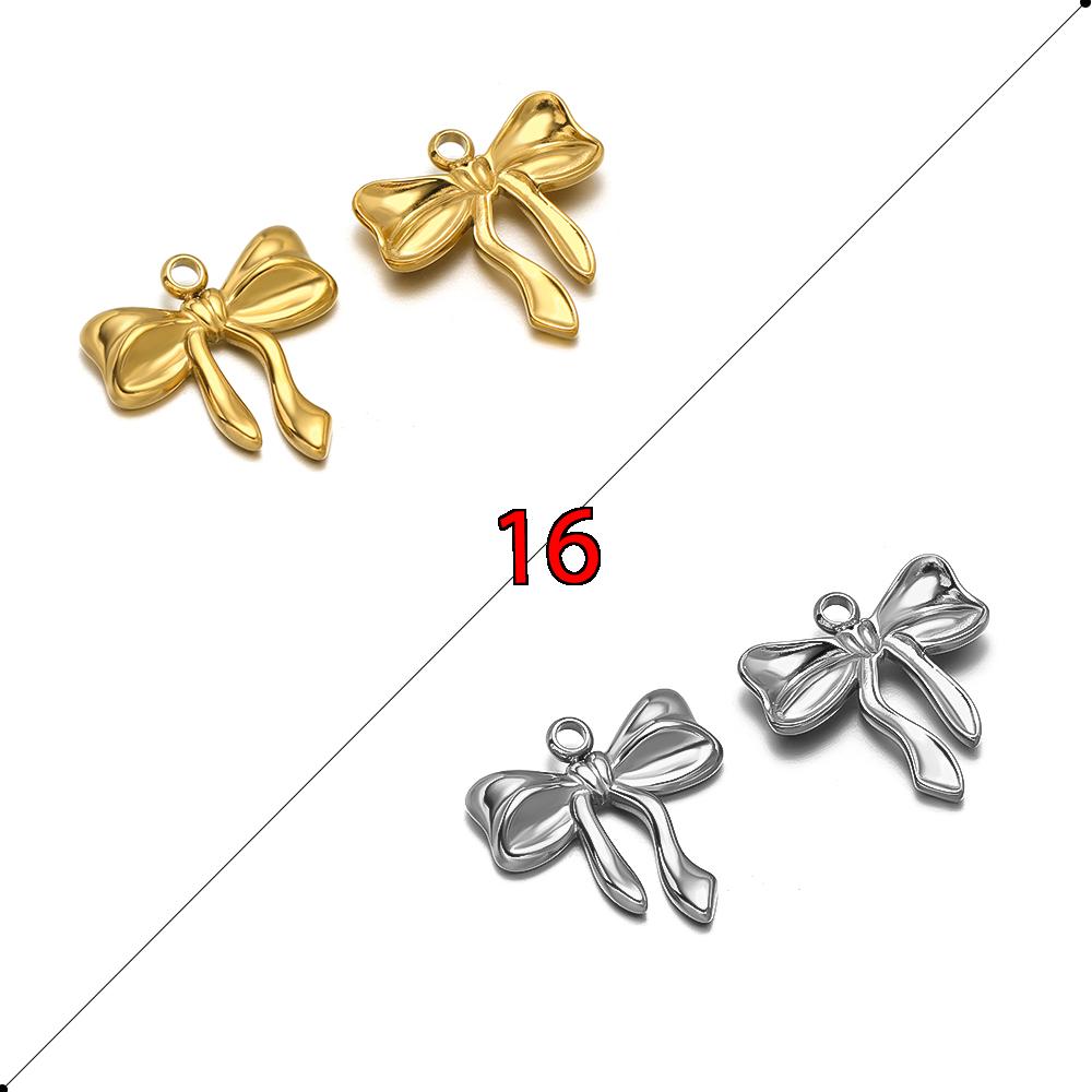 5pcs Stainless Steel Bow Knot Cute Fashion Summer Series Simple Style Pendants for Necklace Earrings Making Handmade DIY Jewelry