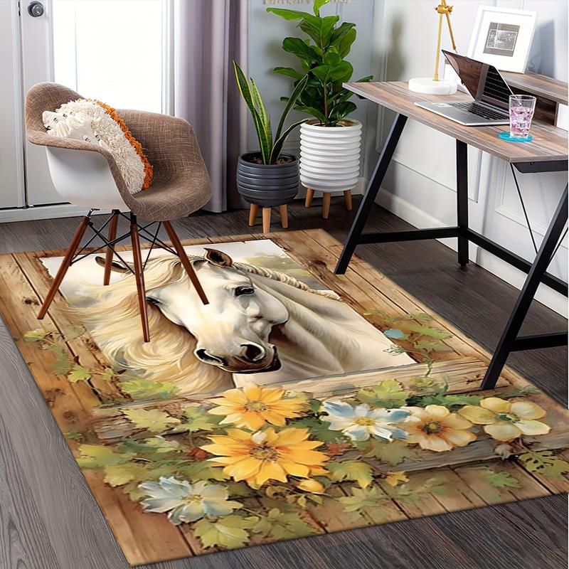 Horse Office Carpet Chair Mat: Large Size, Home Decor Rug for Sofa or Office, Gift Idea Suitable for Bedroom, Living Room & Various Rooms