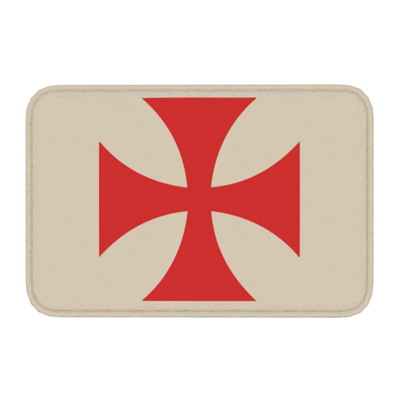 Tapis de porte personnalisé Bouclier Templier Croix Guerrier Médiéval Épée Templiers Tapis Antidérapant Bain Cuisine Jardin Tapis Tapis 40cmx60cm