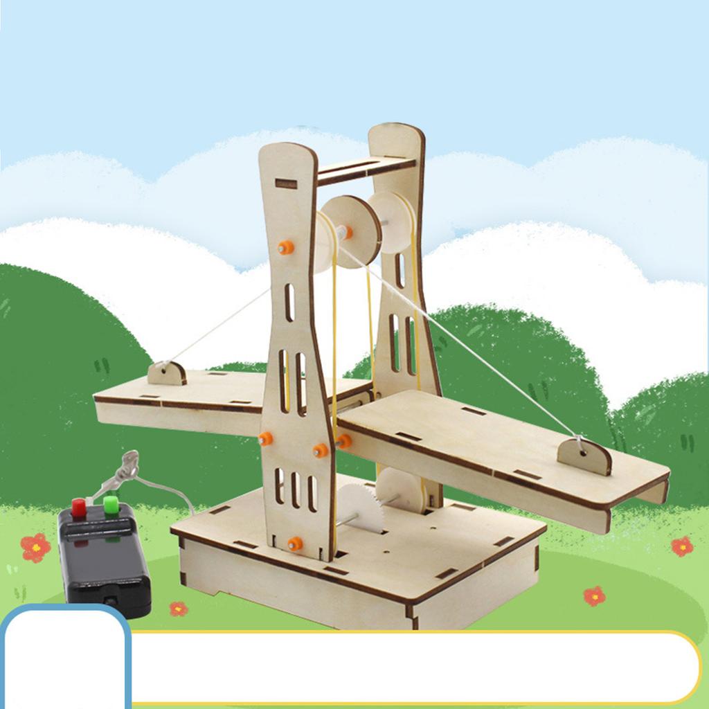 Suspension Bridge Model Wooden Puzzle Drawbridge DIY Lifting Bridge Toy for Kids Experiment Invention