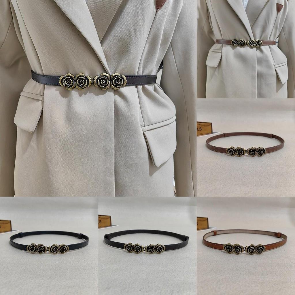 Shape Flowers Rose Buckle Women Leather Waist Belt For Everyday Fashion Wear