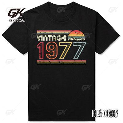 Novelty 1977 Vintage Retro Style T Shirts Tees Tops Round Neck Short-Sleeve Fashion Unisex Clothing Casual Basic T-shirts