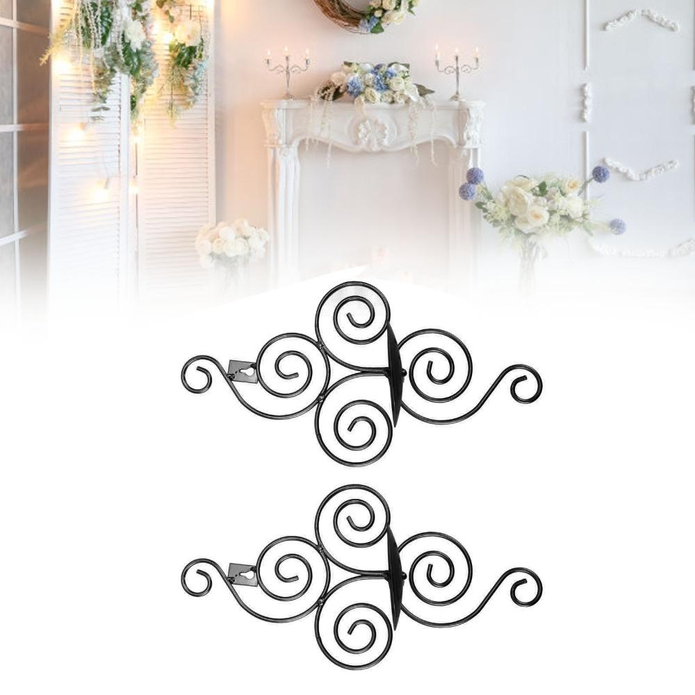 2pcs Iron Foldable Wall Candle Holder 7.48*13.98 in Black Golden White Wall Mount Candle Rack Swirl Pattern