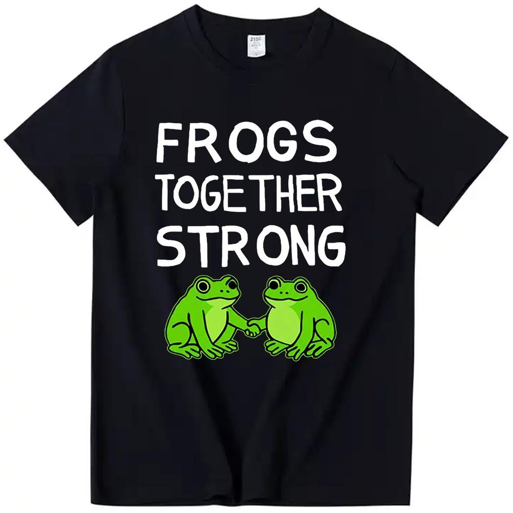 Frogs Together Strong Shirt Portland Frog Merch T-Shirt Casual Graphic Print Crew Neck Short Sleeve Tees for Men Women