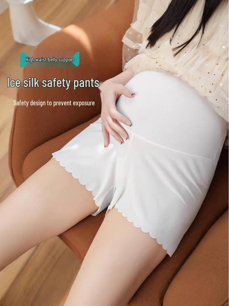 Women's Low Waist Ice Silk Maternity Leggings - Breathable, Anti-Exposure, Thin Spring/Summer Wear