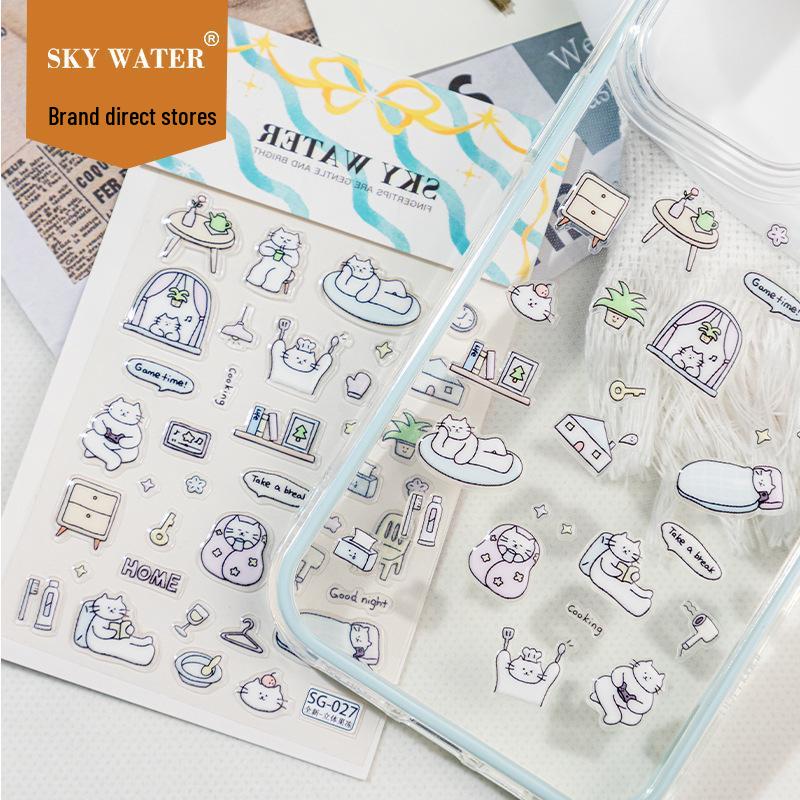 SKY Fan Art Cute Cat Illustration Stickers: Korean Style DIY Journal Decoration for Students