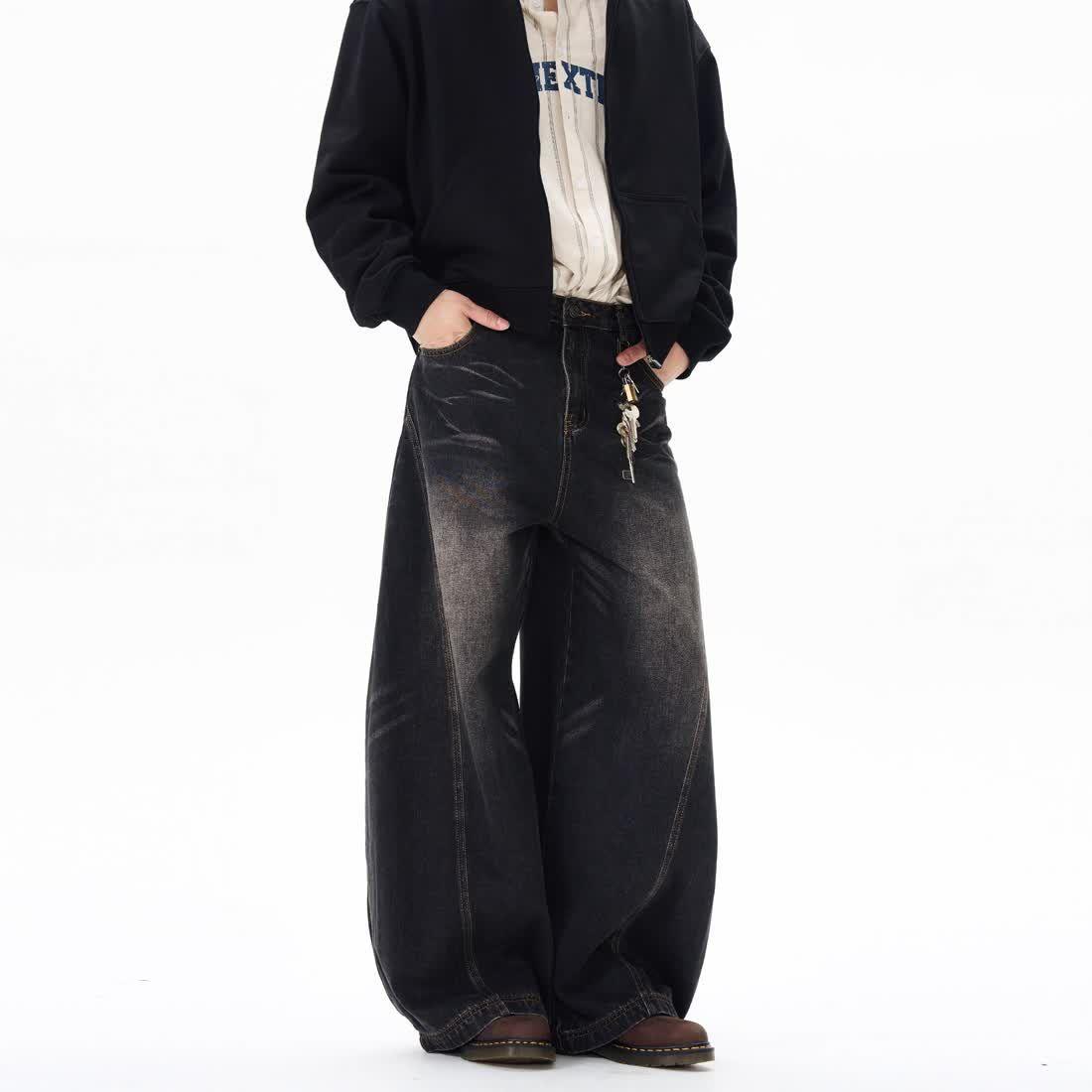 

Жіночі штани з високою талією в стилі ретро Harajuku Y2K Loose Washed Blue Jeans Жіночі джинсові штани з широкими штанинами L