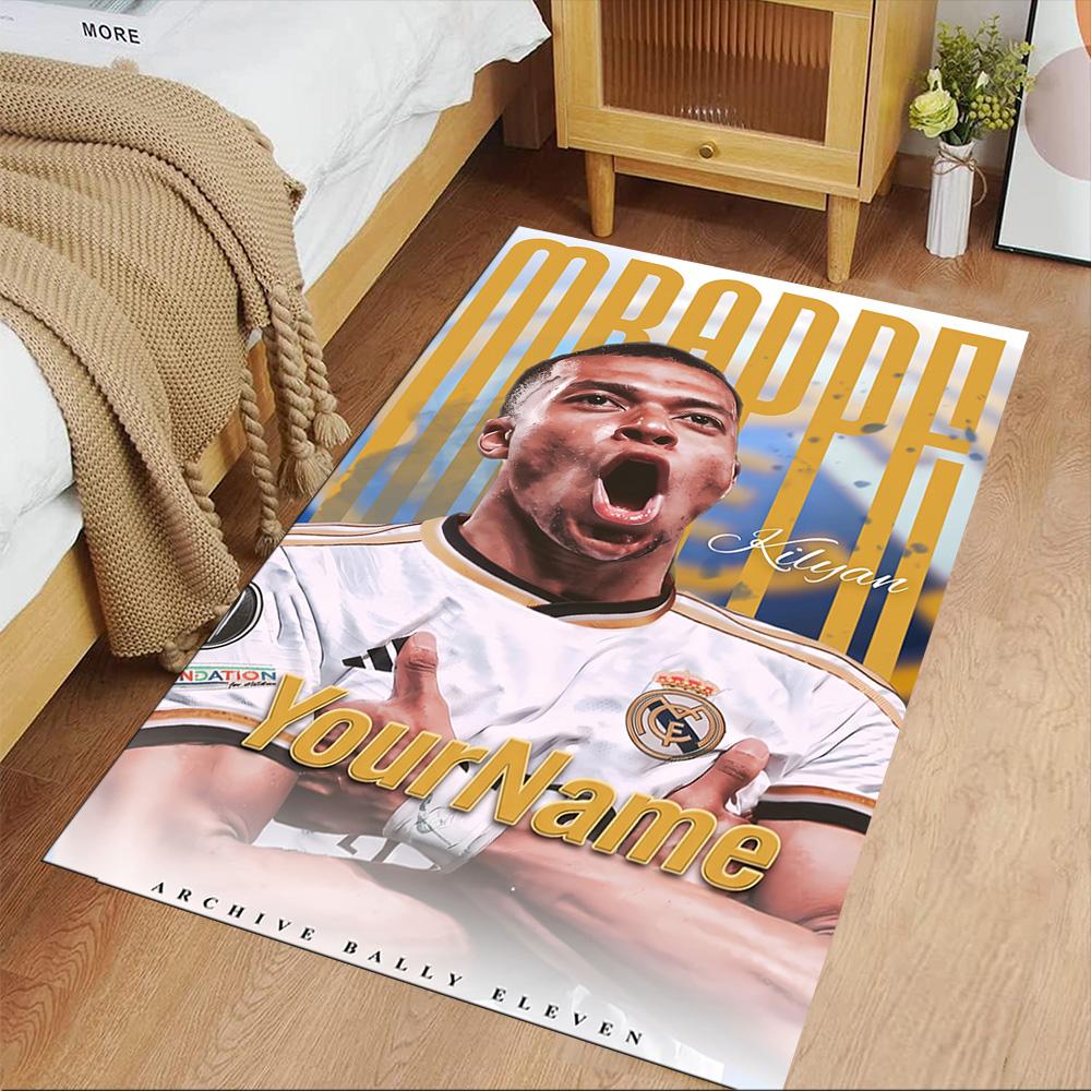 Mbappe Customize Your Name Area Rug Suitable for Study room Playrooms Foyer Balcony Anti-slip Rug Anime Office Decor Perfect Gift for Friends & Family