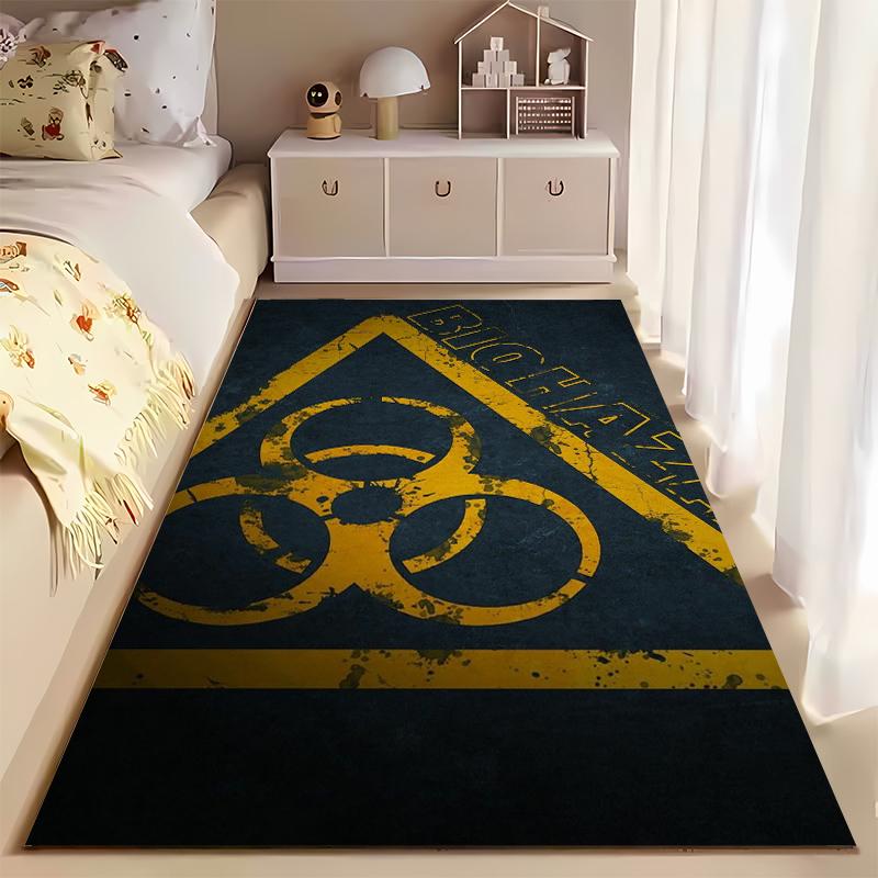 Biohazard Warning Rug Design Suitable for use as an anti-slip game mat for living room and bedroom sofas