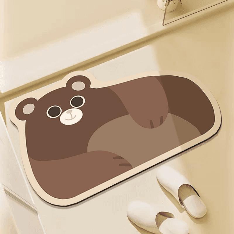 Diatom mud bathroom water-absorbing non-slip floor mat, bathroom door floor mat, household quick-drying cute cartoon carpet mat