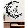 Handcrafted Moon Phase Metal Wall Art, Butterfly Flower Decor, Boho Nordic Home Decoration