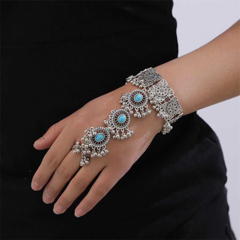 

Ретро кристалл цепочка на руку кольцо нерегулярные кисточки браслет изысканный этнический стиль браслет пара Style 1