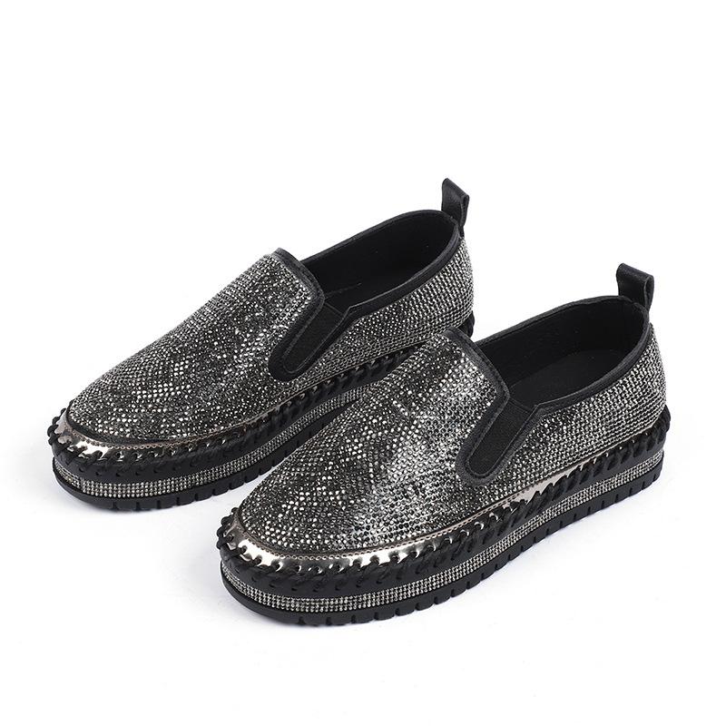 

Модные женские туфли на плоской подошве с кристаллами, женские блестящие мокасины на плоской платформе, модные женские повседневные мокасины, женская обувь 2024 40