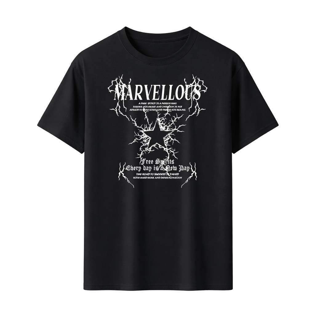 

Free Spirits T-Shirt Lightning Star Tee New Day Quote Unisex Streetwear Top Black White Print Men Women Clothes 1981 shirt - ... S