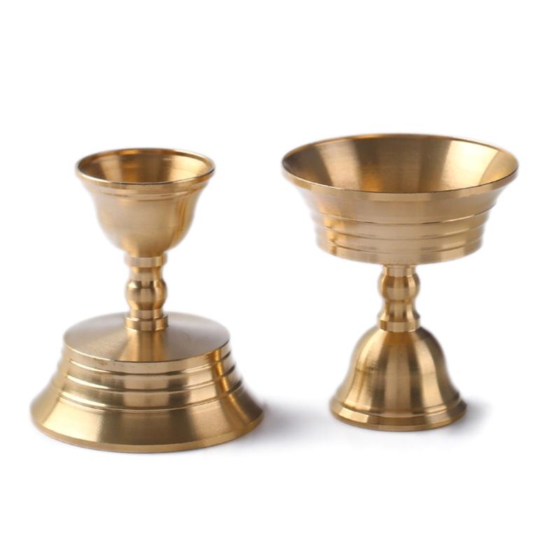 Butter Lamp Holder Brass Cup Tealight Candle Holder Tibetan Oil Lamp Buddhist Altar Supplies Candlestick Table Decors