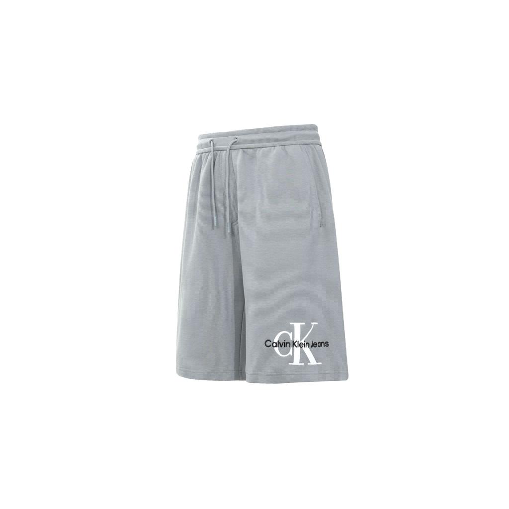 Calvin Klein Overlapping Letter Embroidered Cotton Drawstring Casual Shorts Men Shorts Light-Gray J323225-PN6