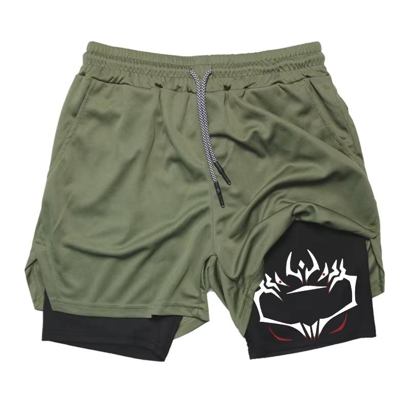 Men s 2-in-1 Athletic Shorts, High-Performance Printed Style for Gym Workouts & Running RL10012 M