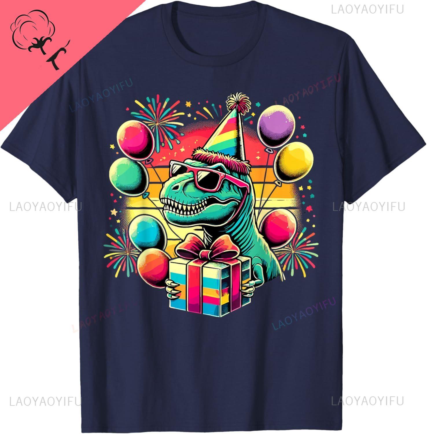 Dinosaur Birthday Party TRex Dinosaur TShirt Custom Printed Graphic T Shirts Print on DeUnisexd Personalized Clothing Cotton Tee S