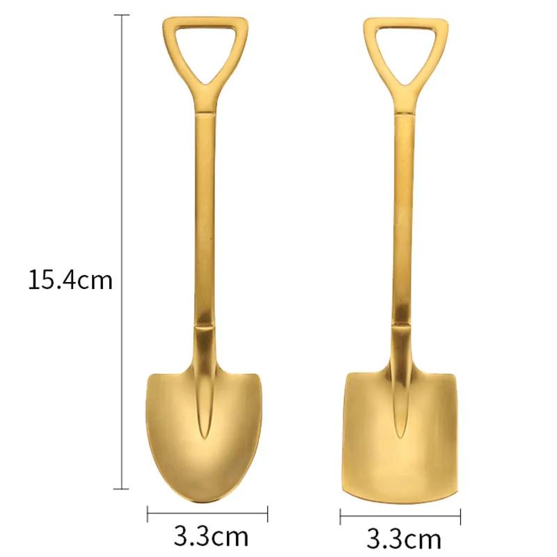 2ks/sada Nerezová žehlička Lopatka Lžíce Kávová Zmrzlina Lžíce Lžíce Strojírenství Lopatka Retro Roztomilá hranatá hlava Lžíce Kuchyňská pomůcka