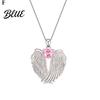 Angelic Charm Necklace Angel Wings Rhinestone Hug Guardian Pendant Blessings