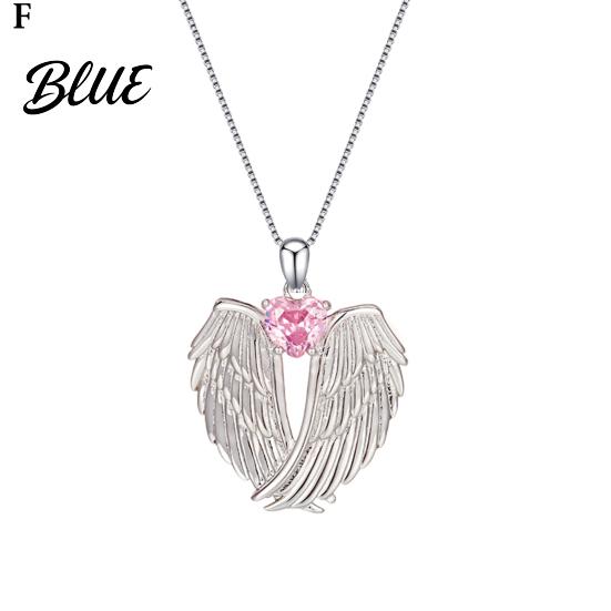 Angelic Charm Necklace Angel Wings Rhinestone Hug Guardian Pendant Blessings