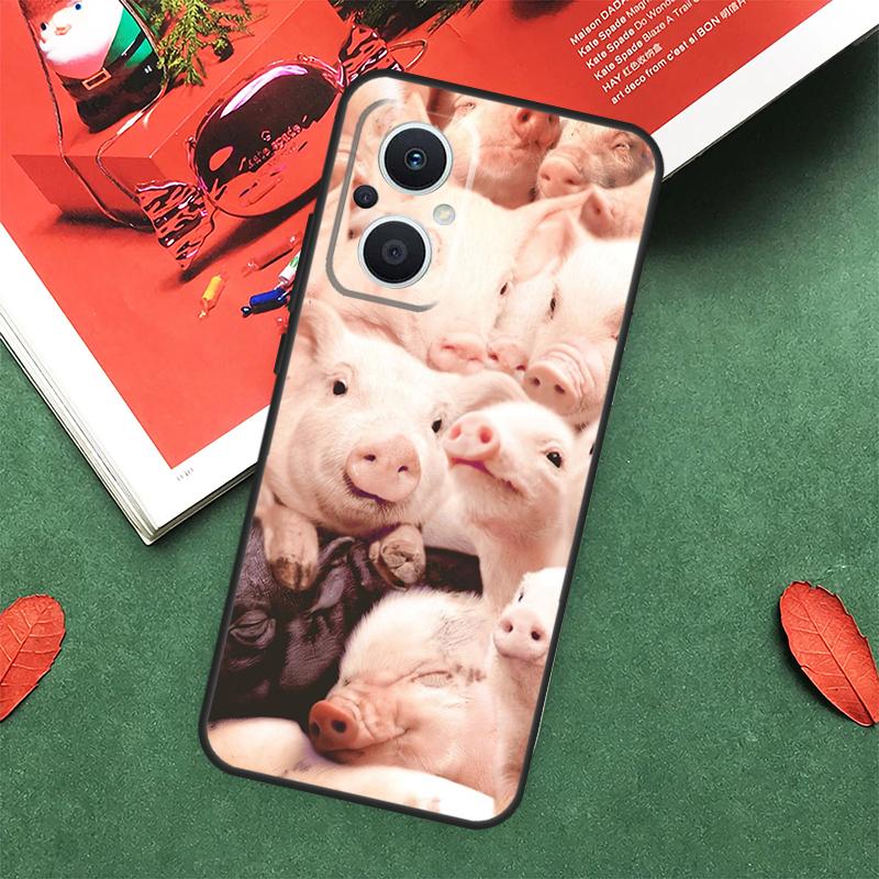 cute pig Case For OPPO Reno 7 8 Lite 8T 10 11 12 13 Pro 12F 13F 14F OPPO Find X8 X6 X5 X9 Pro Cover