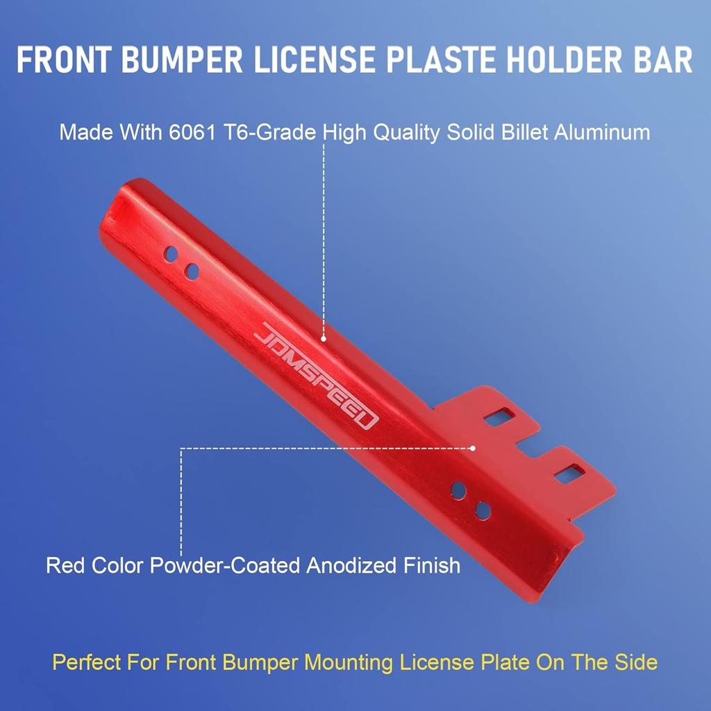 Universal Red Front Bumper License Plate Mount Bracket Relocator Holder Red