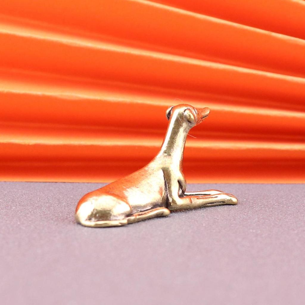 Brass Wangcai Zodiac Dog Antique Decor - Small Bronze Sleeping Dog Tea Pet