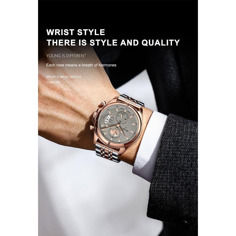 POEDAGAR Top Original Men Watch Chronograph Waterproof Date Quartz Luxury Watches Stainless Stain Business Male Wristwatch