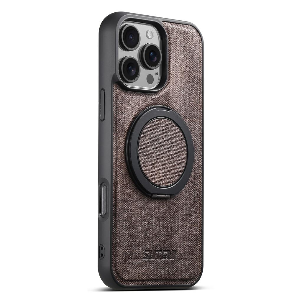 360° Bracket Magnetic Fabric Denim Pattern Phone Case for IPhone 16 Pro Max 15 Plus 14 13 12 Stand Ring Holder Protective Cover