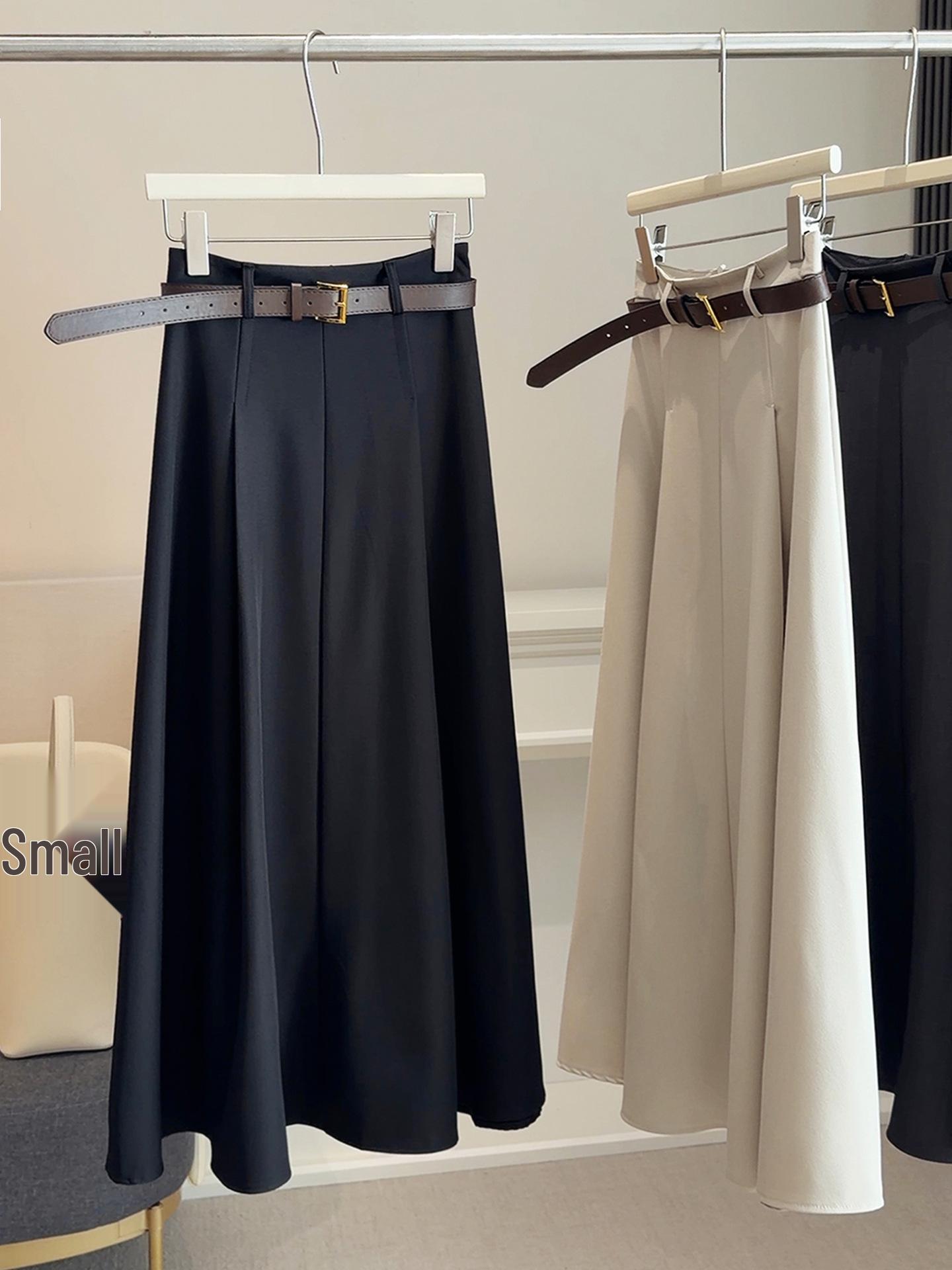 Korean Style High-Waist A-line Mid-Length Flare Skirt - Spring 2026 Medium чёрный