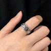 S925 Sterling Silver Yellow Wealth God Woven Open Ring – Unisex Versatile Wide Band