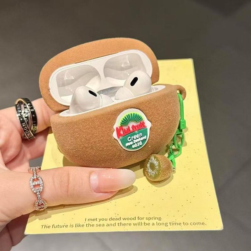 Fashion 3D Kiwi Silicone Earphone Case For Airpods 4 Soft Shockproof Cute Headphone Cover For Airpods 1 2 3 Pro Coque
