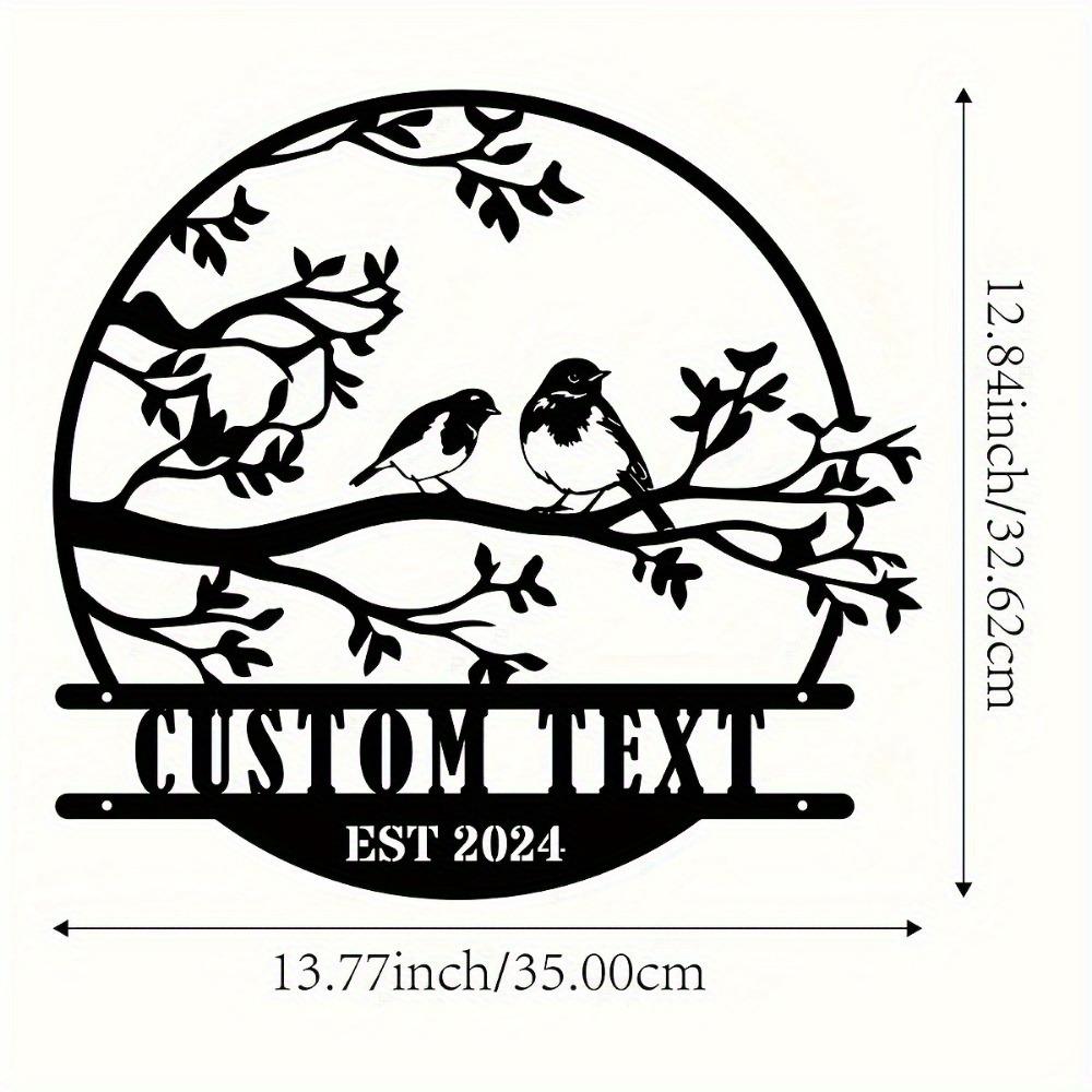 

Personalized Metal Wall Art Custom Family Name Sign Rustic Bird Design Easy Hang Gift TYDZ003099