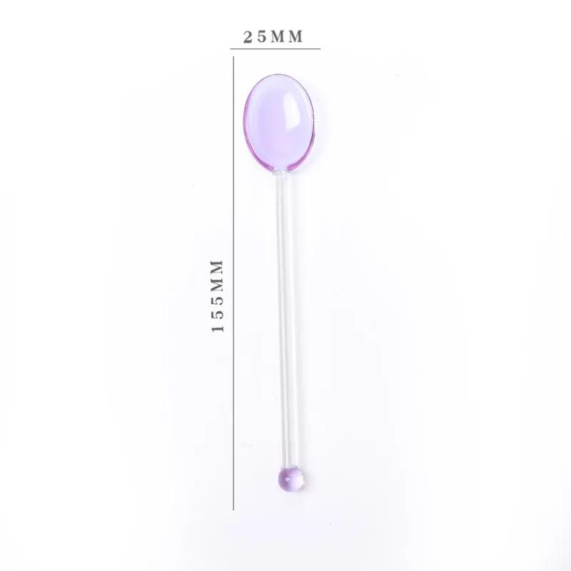 1pc Glass Dinnerware Spoon Tea Dessert Coffee Ice Cream Accessories Bar Tools New Long Handle Kitchen Accessories