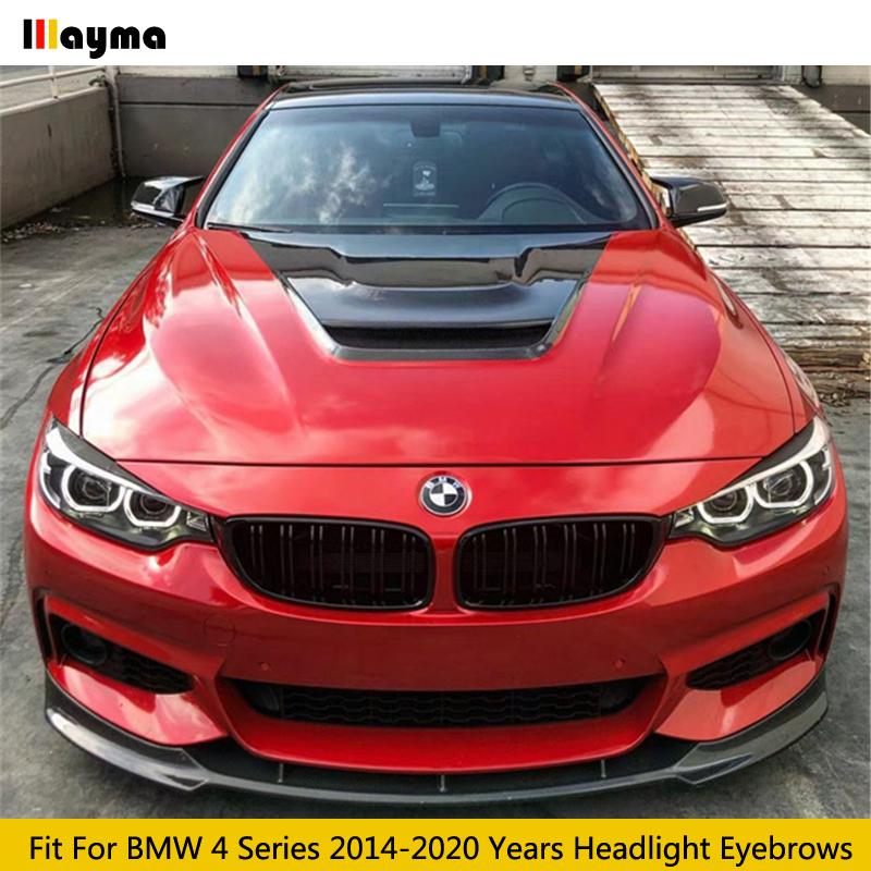 Carbon Fiber Car Headlight Eyebrows Fiber Glass Primer Lamp Cover Eyelids For BMW 4 Series 2014 -  F82 M4 F80 M3 F36 F33 F32